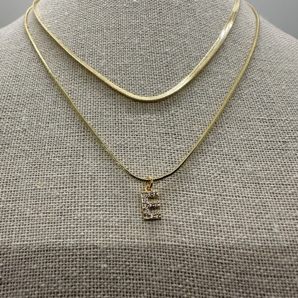 Double Layer Pendant Letter Necklaces in Gold Plated Stainless Steel - Picture 14 of 15